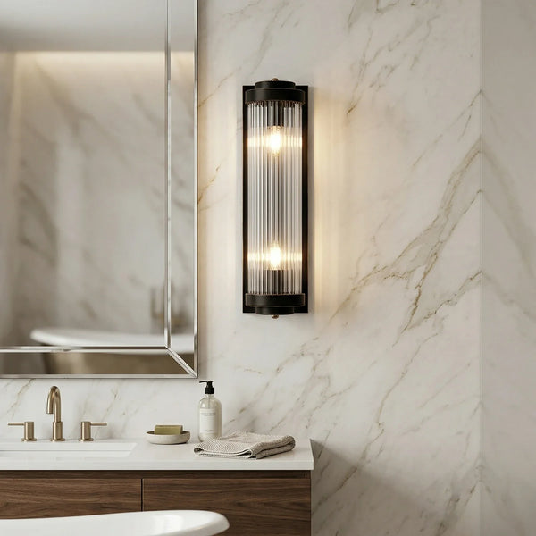 Ribbed Glass Column Wall Sconce