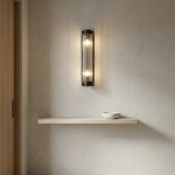 Ribbed Glass Column Wall Sconce