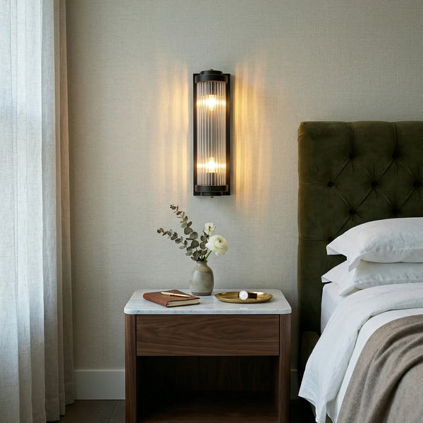 Ribbed Glass Column Wall Sconce