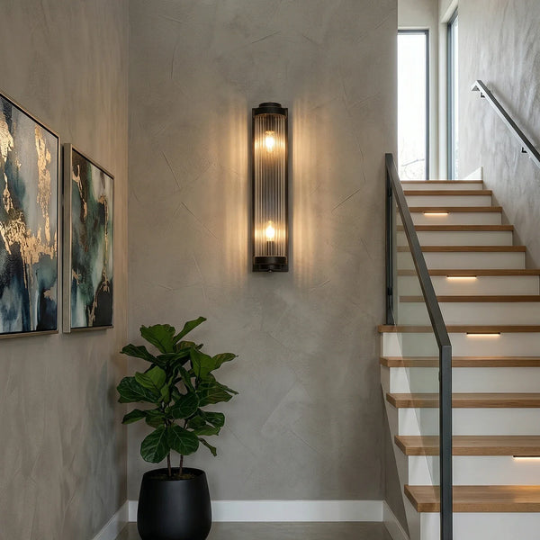 Ribbed Glass Column Wall Sconce