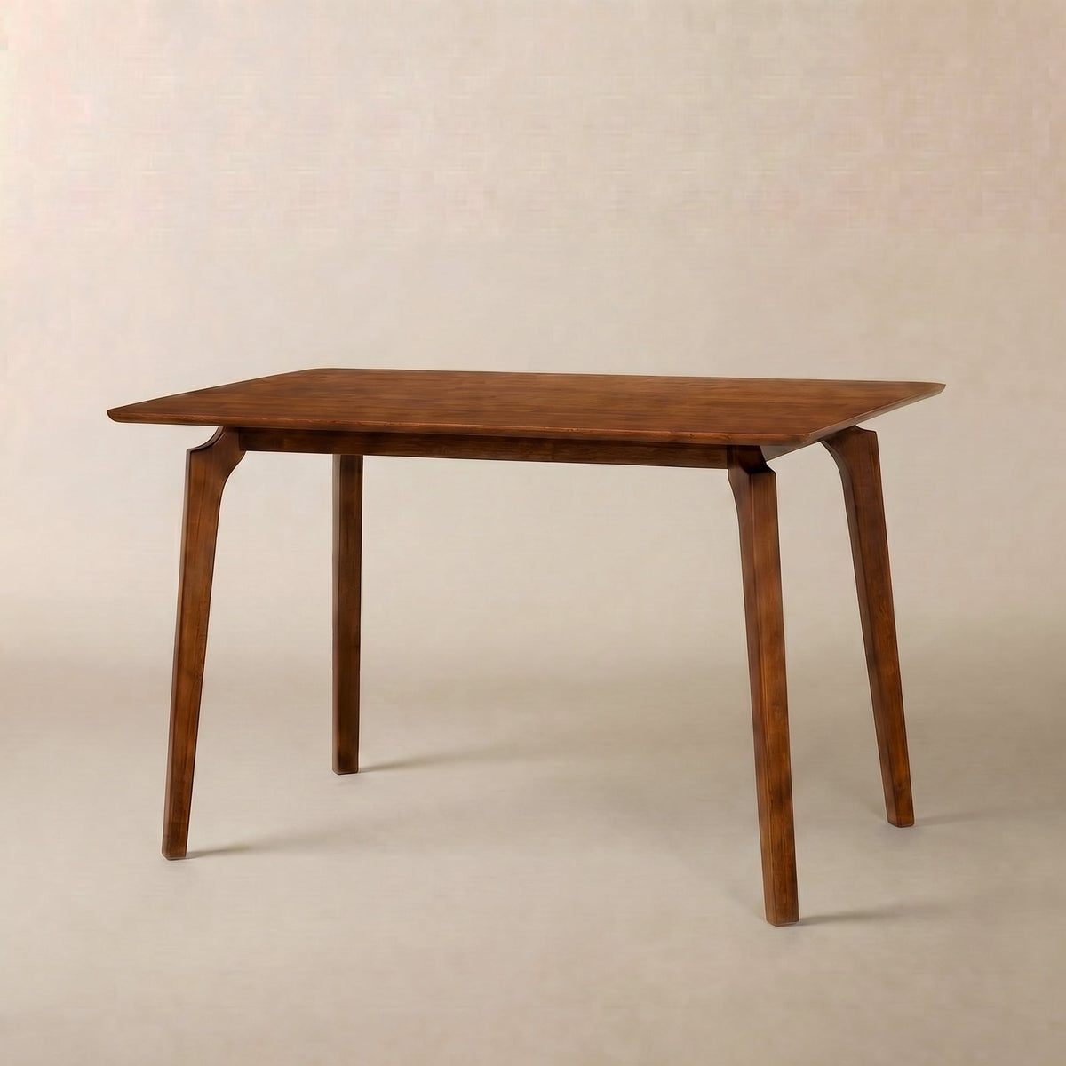 Curved-Leg Solid Wood Dining Table — FSC-certified solid wood dining table with curved legs, seats four comfortably