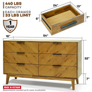 Mid-Century Wood-Grain Six-Drawer Dresser — additional product view 13