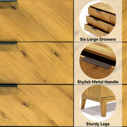 Mid-Century Wood-Grain Six-Drawer Dresser — additional product view 14