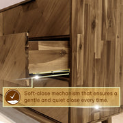 Mid-Century Wood-Grain Six-Drawer Dresser — back and side profile detail
