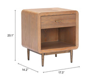 Rounded Wood-Grain Nightstand — detail of finish and surface variation