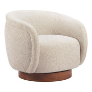 Textured Weave Swivel Club Chair styled on a sunlit patio with side table