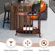Vintage Globe Rolling Wine Bar Cart