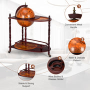 Vintage Globe Rolling Wine Bar Cart
