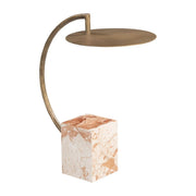Arc Iron Marble Side Table styled with ceramics and a linen runner