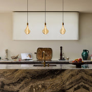 Brass Pendant Lights with Voronoi II Bulbs, Set of 3