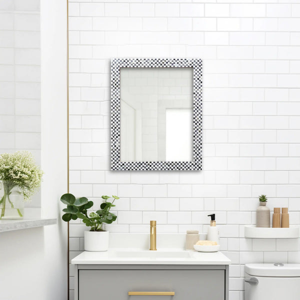 Checkered Bone Inlay Wall Mirror