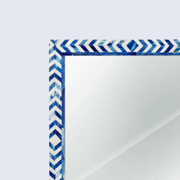 Blue Bone Inlay Chevron Wall Mirror