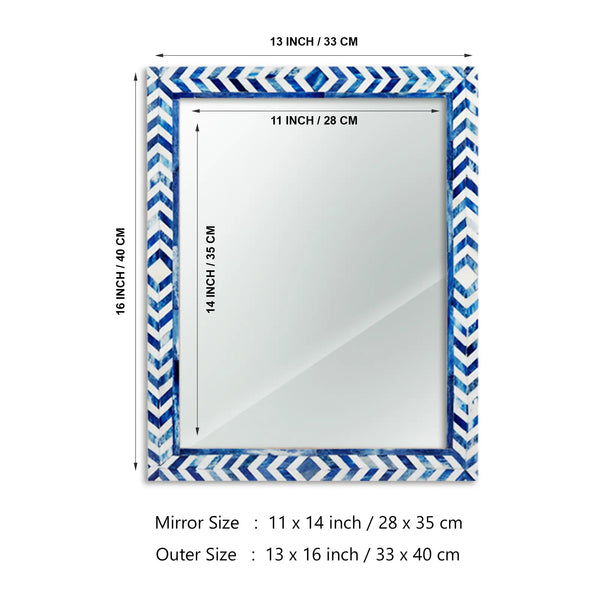 Blue Bone Inlay Chevron Wall Mirror