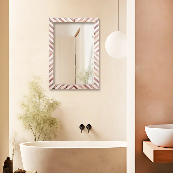 Chevron Bone Inlay Wall Mirror