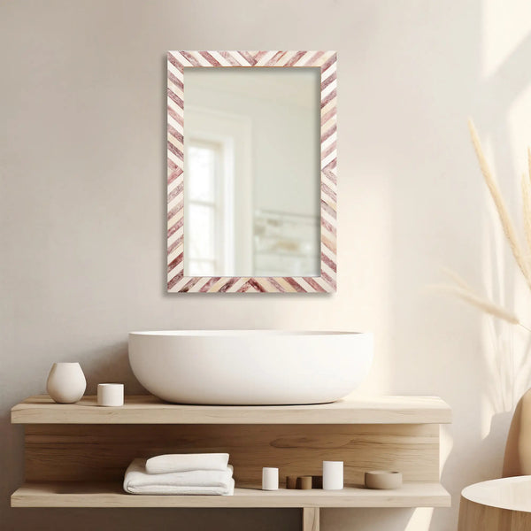 Chevron Bone Inlay Wall Mirror