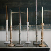 Natural Mango Wood Taper Candle Holders, Set of 3