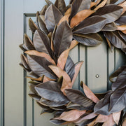 Faux Brown Magnolia Leaf Wreath 30 in