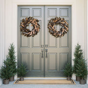 Faux Brown Magnolia Leaf Wreath 30 in