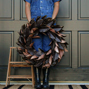 Faux Brown Magnolia Leaf Wreath 30 in