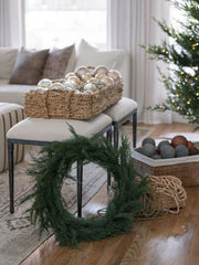 Faux Evergreen Cedar Wreath, 30 in