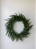 Faux Evergreen Cedar Wreath, 30 in
