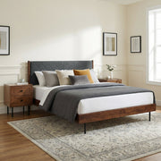 Chevron Upholstered Wood Platform Bed — scale reference and proportion detail