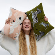 Velvet Watercolor Zebra Lumbar Pillow