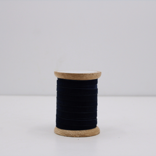 Dark Blue Handmade Narrow Velvet Ribbon, 10 Yards