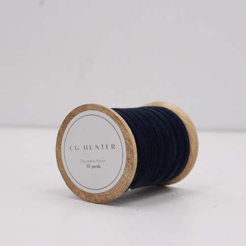 Dark Blue Handmade Narrow Velvet Ribbon, 10 Yards
