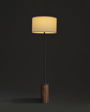 Wood Base Drum Shade Floor Lamp