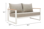 Olefin Cushion Powder-Coat Outdoor Loveseat — close-up of label and production detail