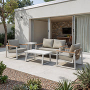 Close-up of iron frame finish and joint construction detail — Olefin Cushion Powder-Coat Outdoor Loveseat
