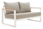 Olefin Cushion Powder-Coat Outdoor Loveseat — scale reference and proportion detail