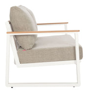 Olefin Cushion Powder-Coat Outdoor Loveseat — back and side profile detail