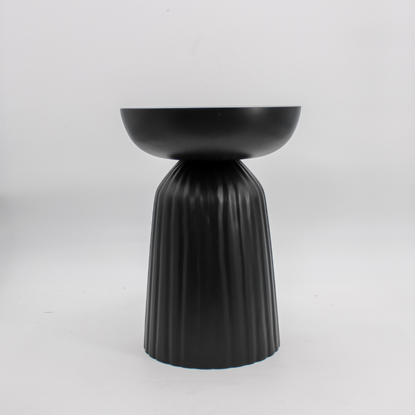 Matte Black Fluted Pedestal Accent Table