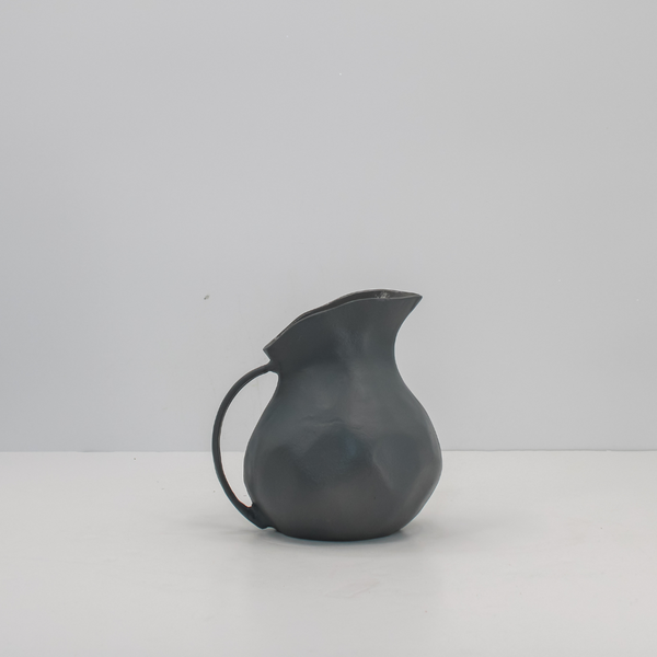 Matte Grey Aluminum Handled Vase
