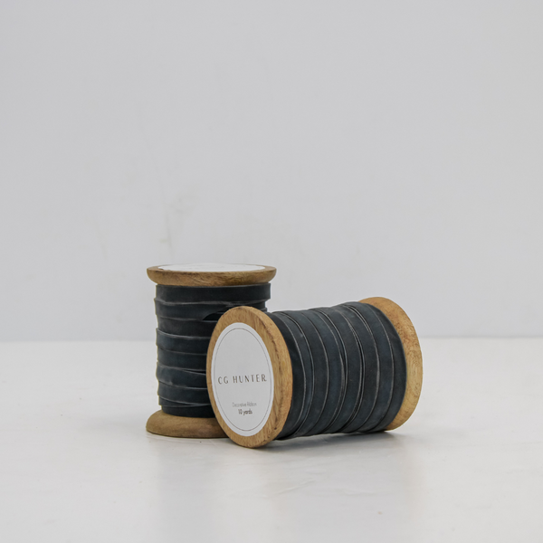 Dark Grey Narrow Handmade Velvet Ribbon, 10 Yards