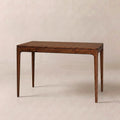 Rubber Wood Writing Desk with Drawers — Tapered rubber wood desk with two drawers for everyday focused work
