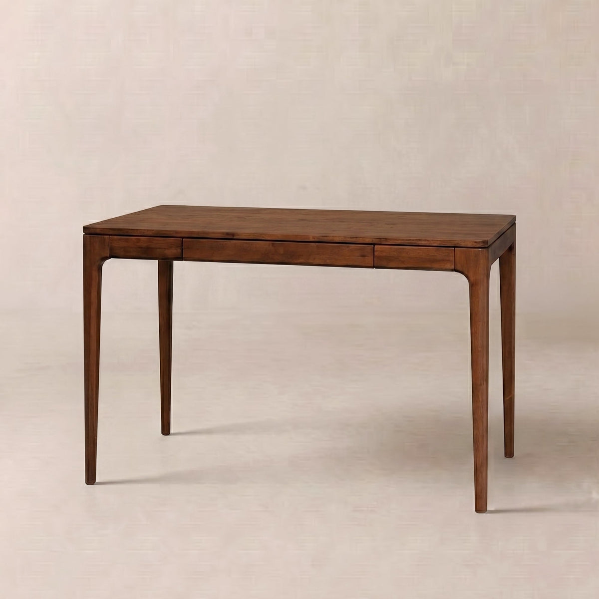 Rubber Wood Writing Desk with Drawers — Tapered rubber wood desk with two drawers for everyday focused work