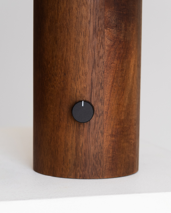 Wood-Grain Column Table Lamp