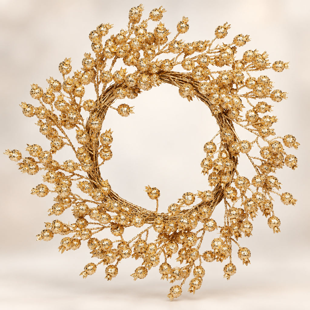 Gold Glitter Berry Wreath, 24 in