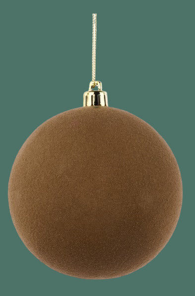Brown Flocked Ball Ornament