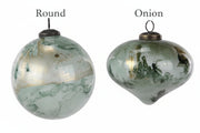 Sage Green Marbled Glass Ornament, 2 Style Options