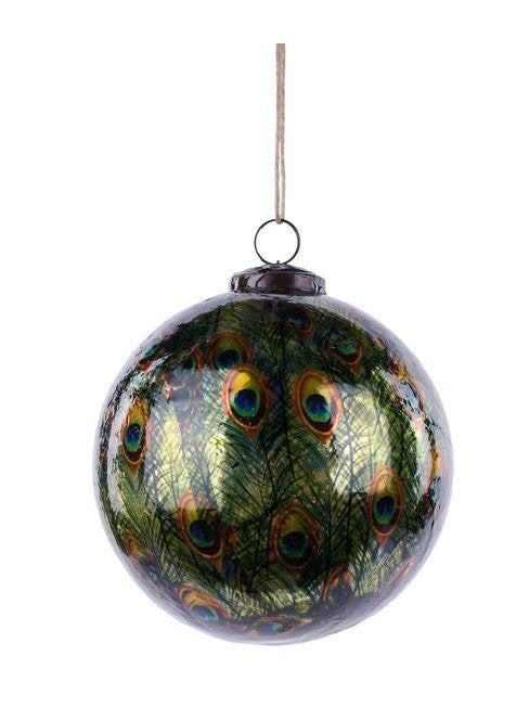 Glass Peacock Feathers Ornament, 5 in