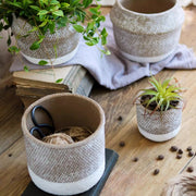 Woven-Texture Cement Flower Planter