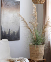 Woven Natural Fiber Cylinder Basket