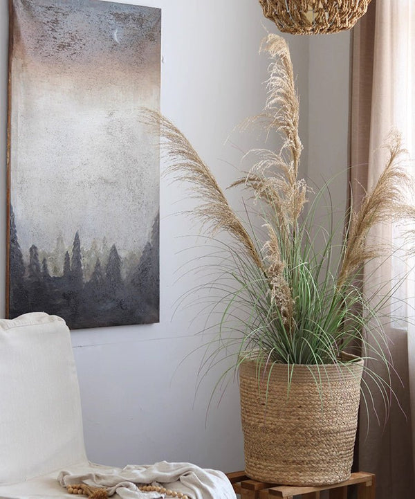 Woven Natural Fiber Cylinder Basket