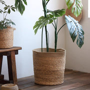 Woven Natural Fiber Cylinder Basket