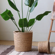 Woven Natural Fiber Cylinder Basket