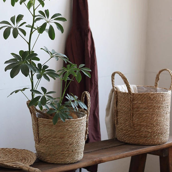 Handwoven Seagrass Basket Planter